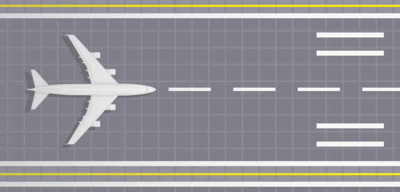 Illustration of an airplane in a short airport runway